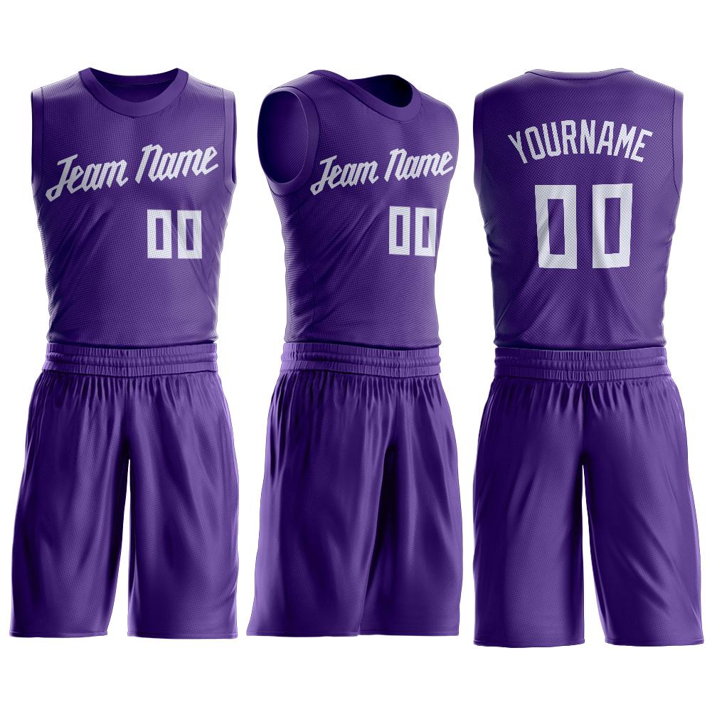 Maillot de basket-ball personnalisé violet blanc classique