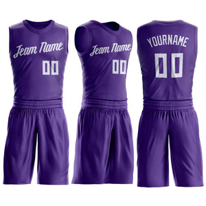 Custom Purple White Classic Sets Basketball Jersey