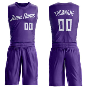 Custom Purple White Classic Sets Basketball Jersey