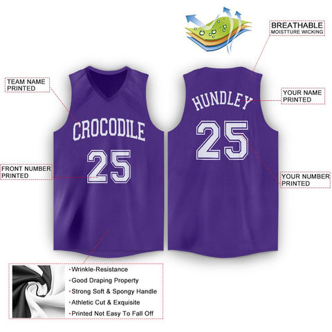 Custom Purple White Classic Tops Tank Top Basketball Jersey