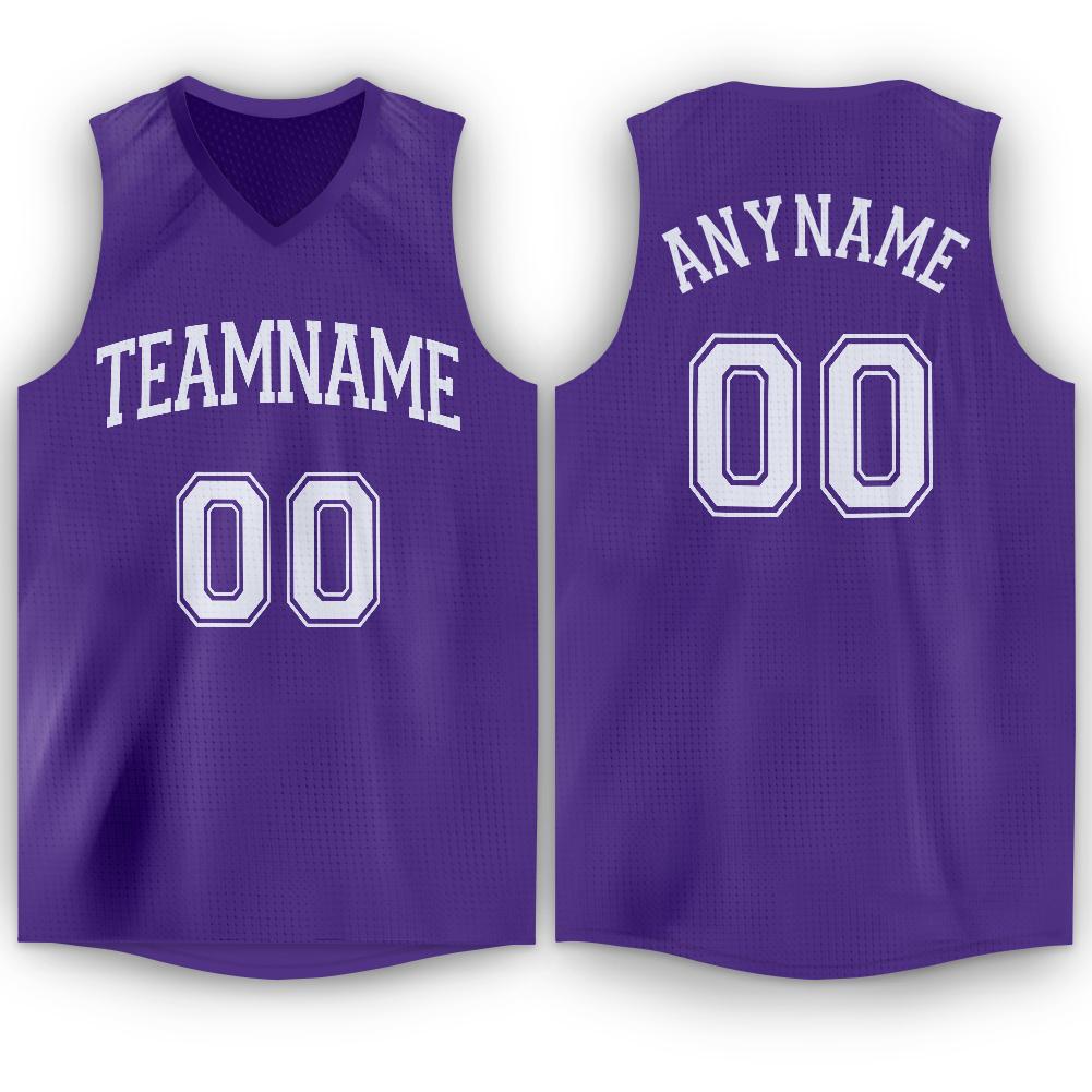 Custom Purple White Classic Tops Tank Top Basketball Jersey