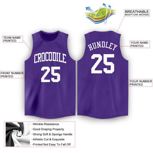 Custom Purple White Classic Tops Sport Game Basketball Jersey