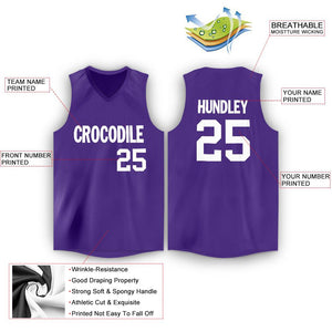 Custom Purple White Classic Tops Tank Top Basketball Jersey