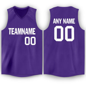 Débardeur classique violet et blanc personnalisé, maillot de basket-ball