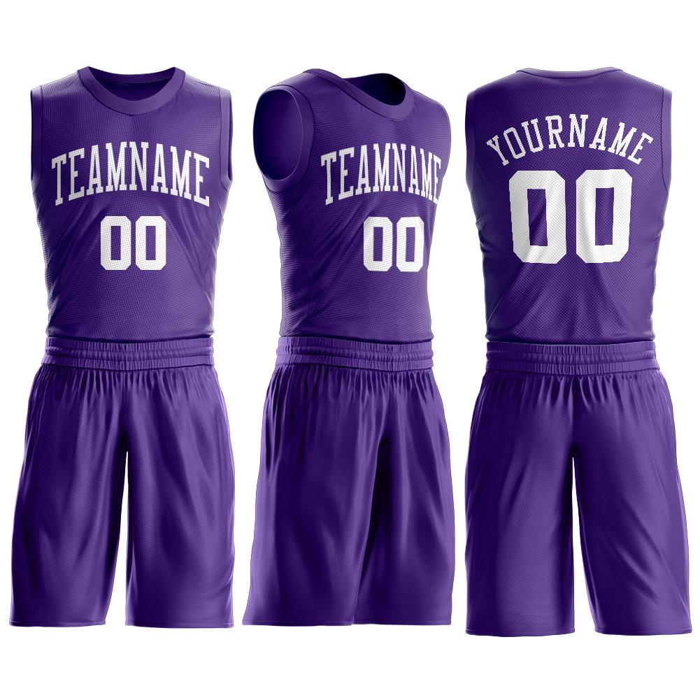 Maillot de basket-ball personnalisé violet blanc classique