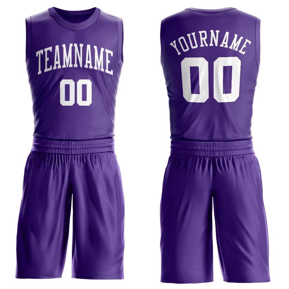 Maillot de basket-ball personnalisé violet blanc classique