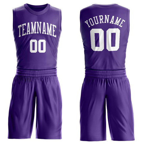 Custom Purple White Classic Sets Basketball Jersey