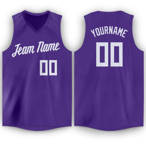Custom Purple White Classic Tops Men/Boy Athletic Basketball Jersey