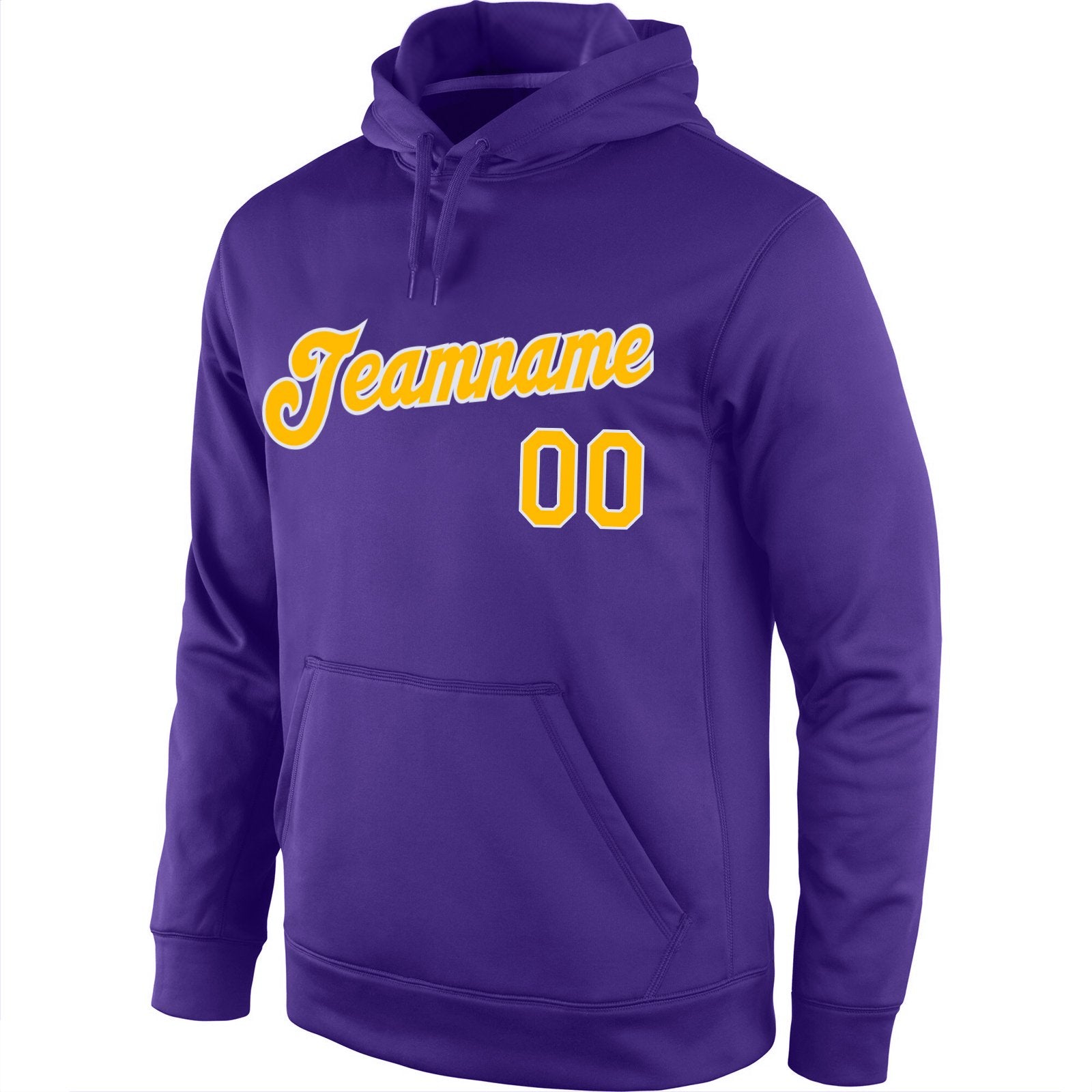 Custom Purple Yellow-White Classic Style Uniform Pullover Fashion Hoodie