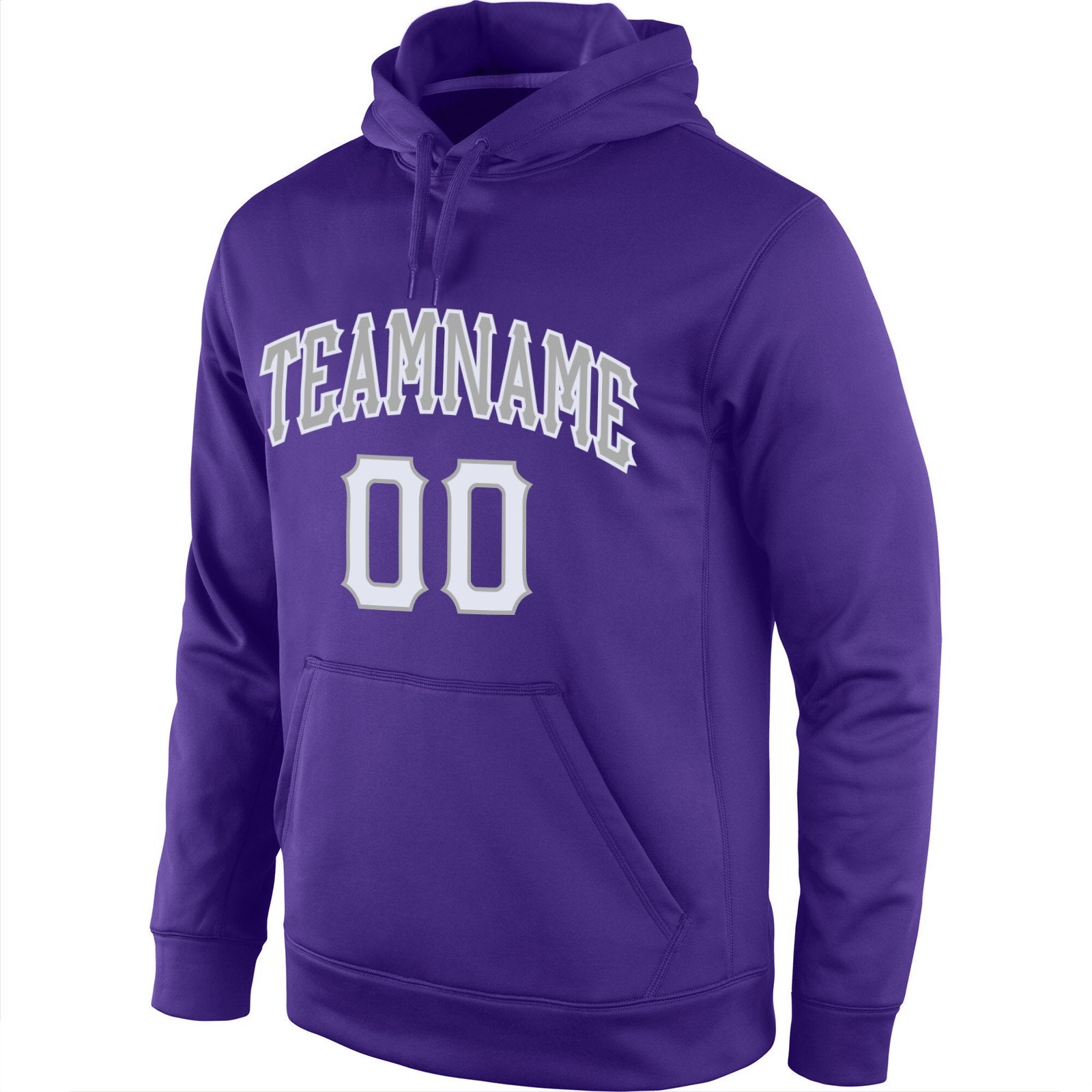 Custom Purple White-Gray Classic Style Uniform Pullover Fashion Hoodie