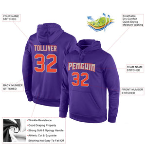 Custom Purple Orange-Gray Classic Style Uniform Pullover Fashion Hoodie