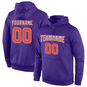 Custom Purple Orange-Gray Classic Style Uniform Pullover Fashion Hoodie