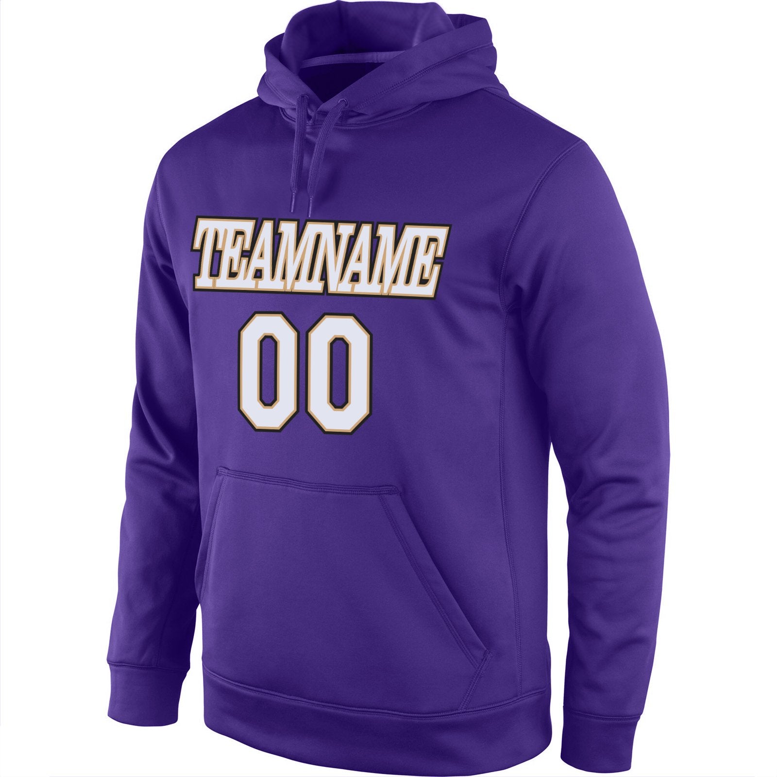 Custom Purple White-Old Gold Classic Style Uniform Pullover Fashion Hoodie