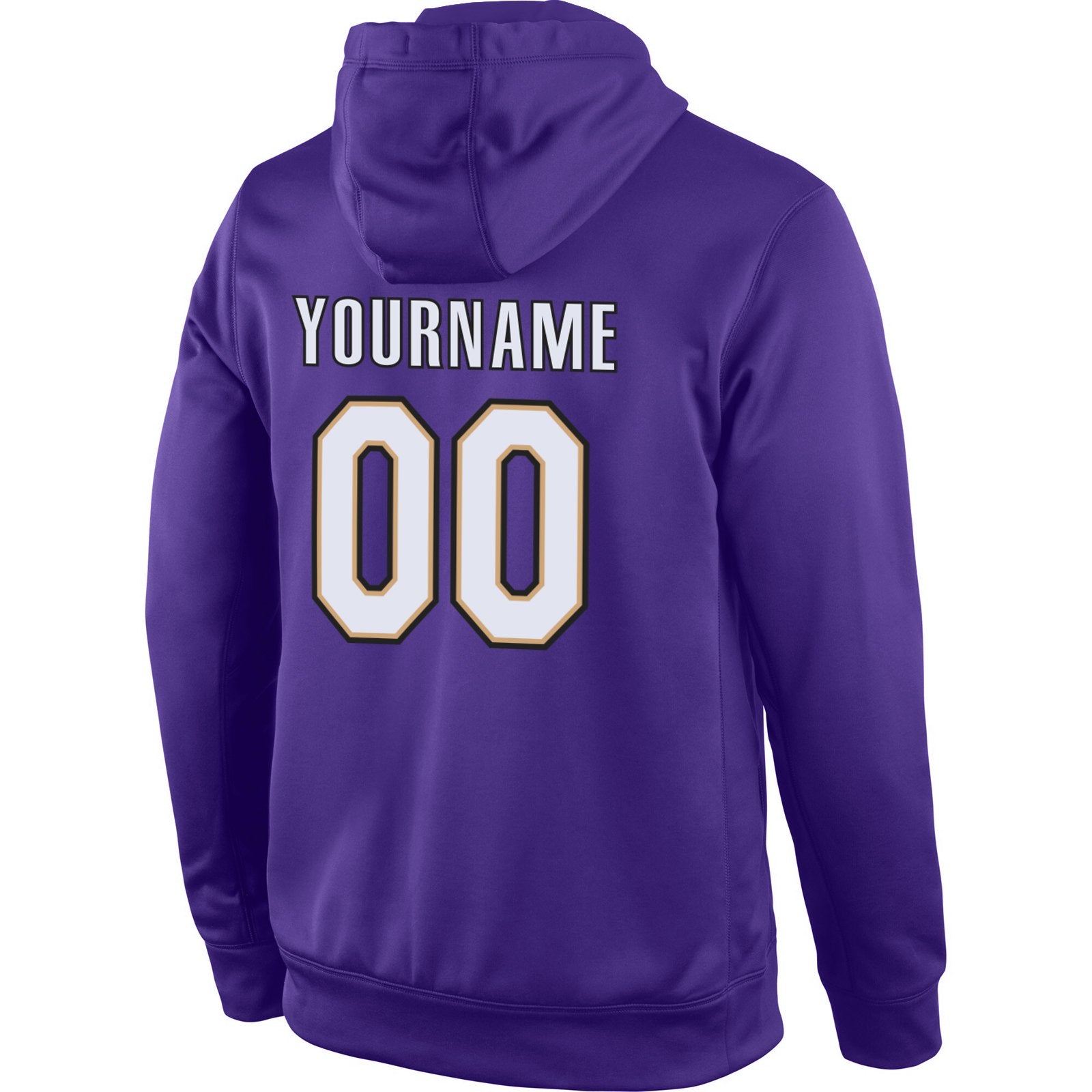 Custom Purple White-Old Gold Classic Style Uniform Pullover Fashion Hoodie