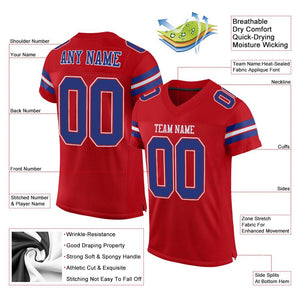 Custom Red Royal-White Classic Style Mesh Authentic Football Jersey