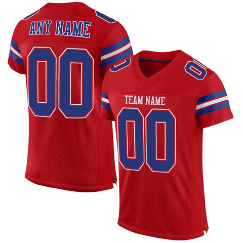 Custom Red Royal-White Classic Style Mesh Authentic Football Jersey