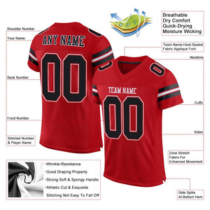 Custom Red Black-White Classic Style Mesh Authentic Football Jersey