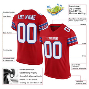 Custom Red White-Royal Classic Style Mesh Authentic Football Jersey