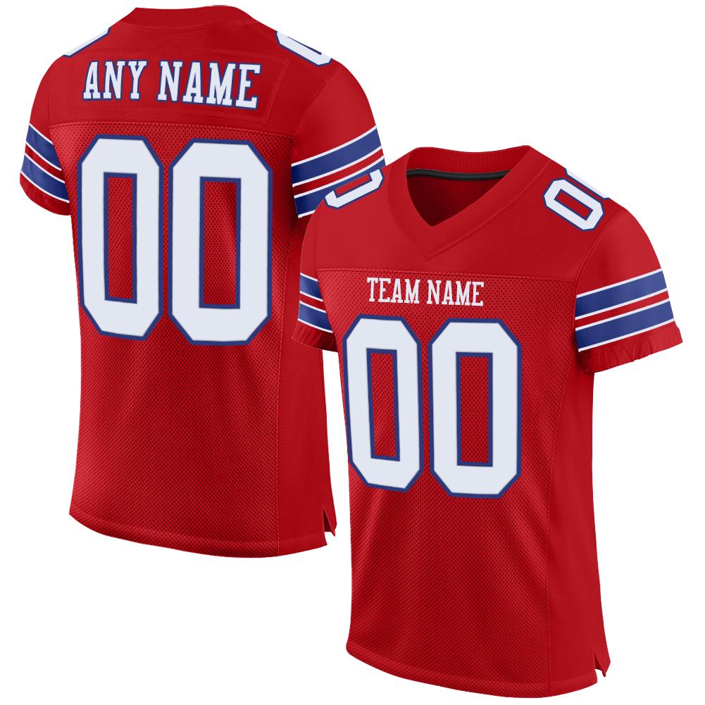 Custom Red White-Royal Classic Style Mesh Authentic Football Jersey