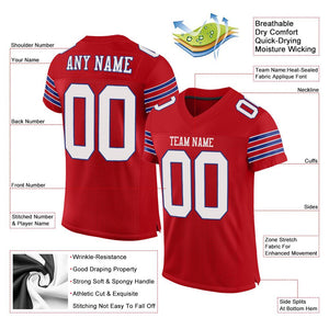 Custom Red White-Royal Classic Style Mesh Authentic Football Jersey