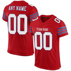 Custom Red White-Royal Classic Style Mesh Authentic Football Jersey