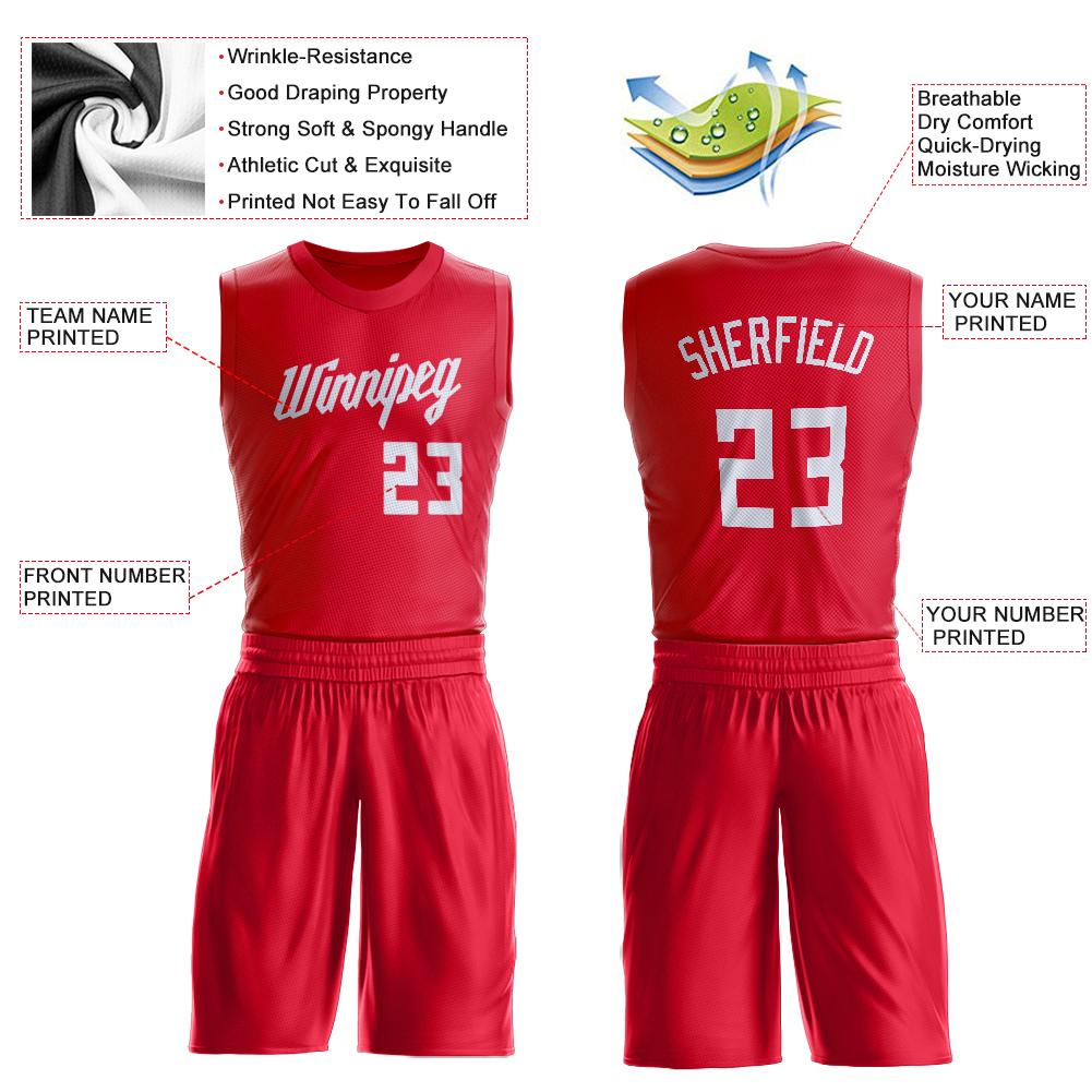 Custom Red White Classic Sets Basketball Jersey