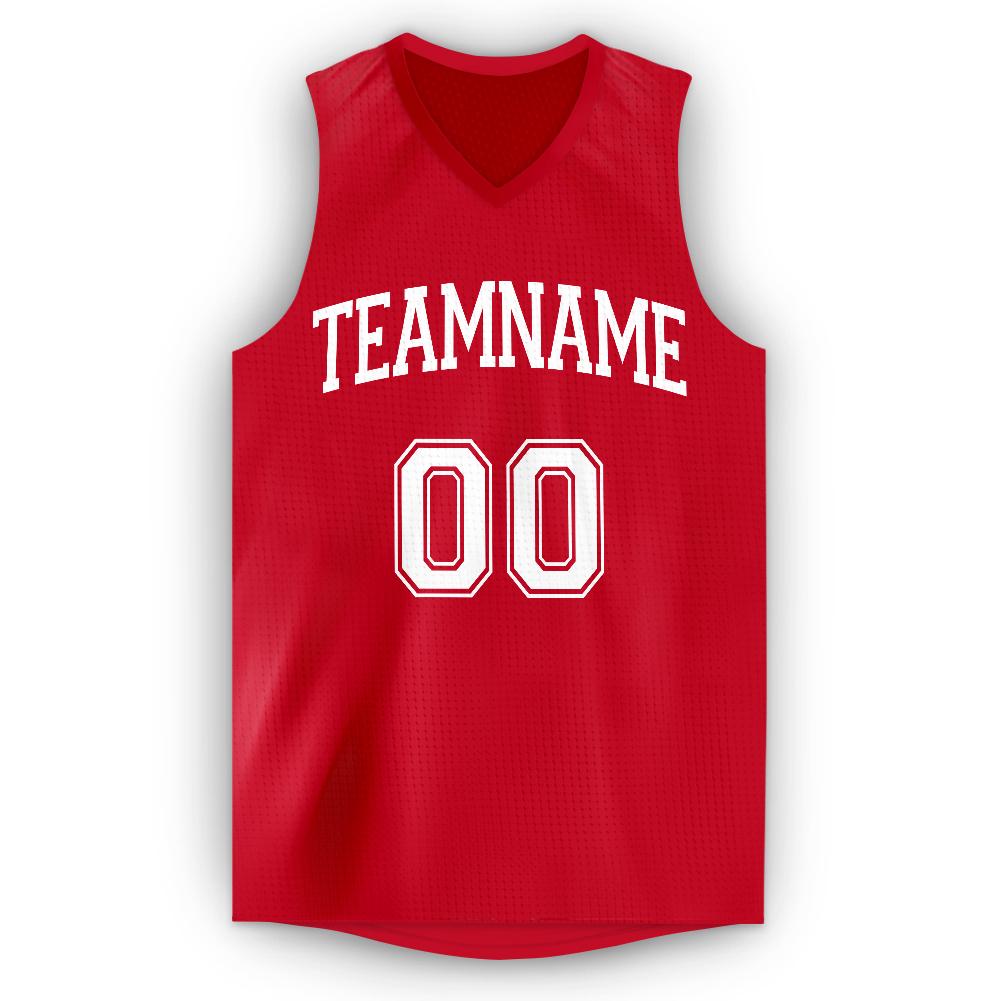 Custom Red White Classic Tops Tank Top Basketball Jersey