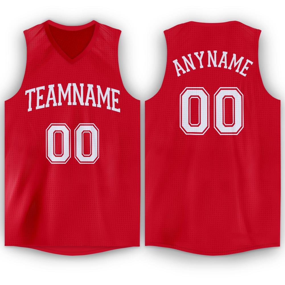 Custom Red White Classic Tops Tank Top Basketball Jersey