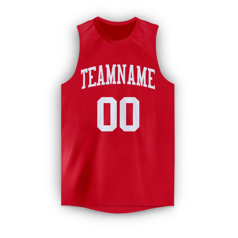 Custom Red White Classic Tops Sport Game Basketball Jersey