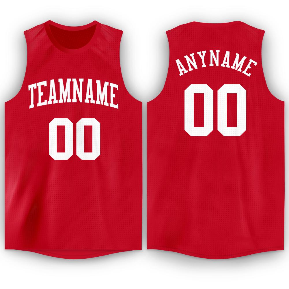 Custom Red White Classic Tops Sport Game Basketball Jersey