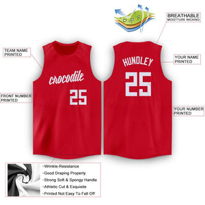 Custom Red White Classic Tops Tank Top Basketball Jersey