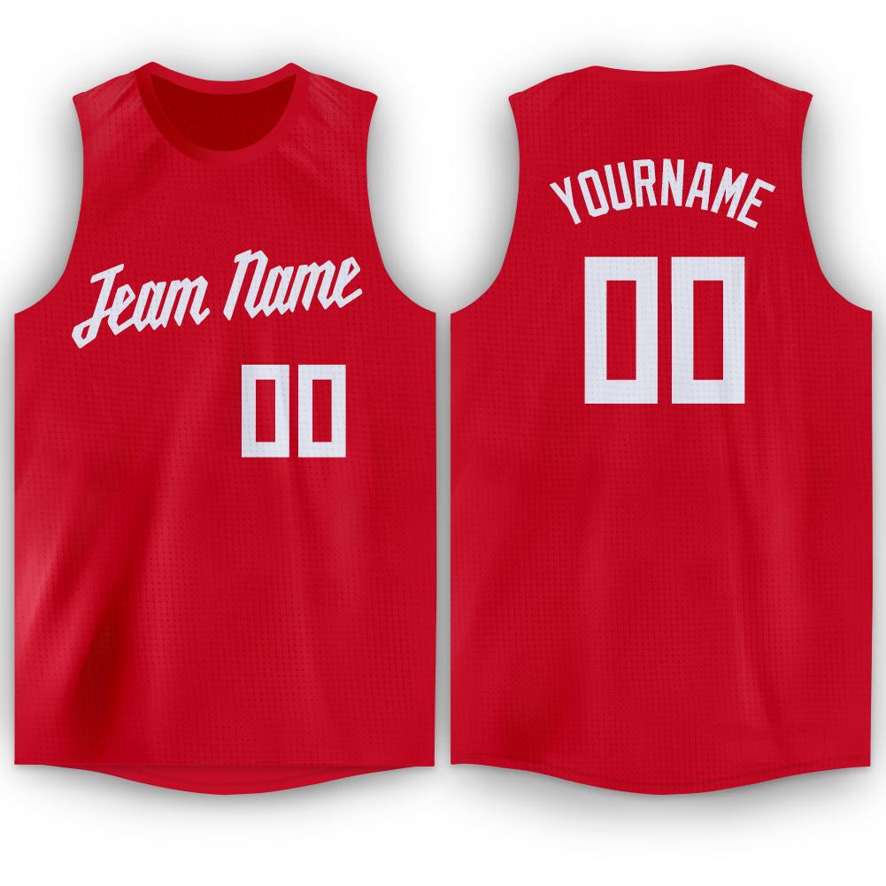 Custom Red White Classic Tops Tank Top Basketball Jersey