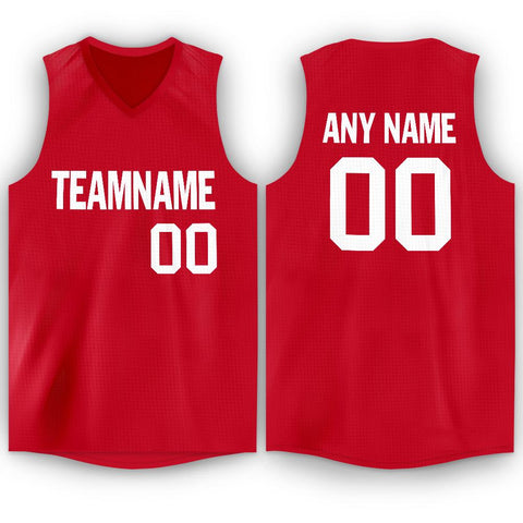 Custom Red White Classic Tops Men/Boy Athletic Basketball Jersey