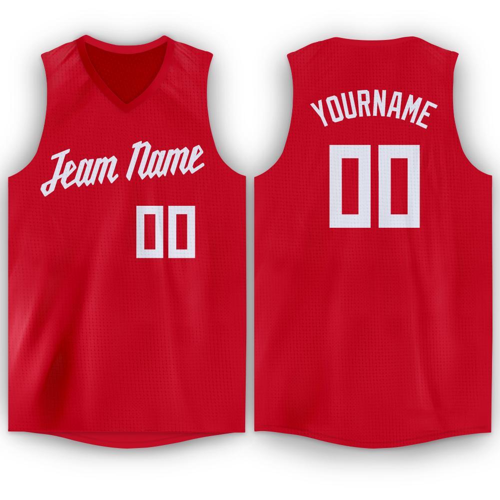 Maillot de basket-ball de jeu de sport, haut classique rouge et blanc personnalisé