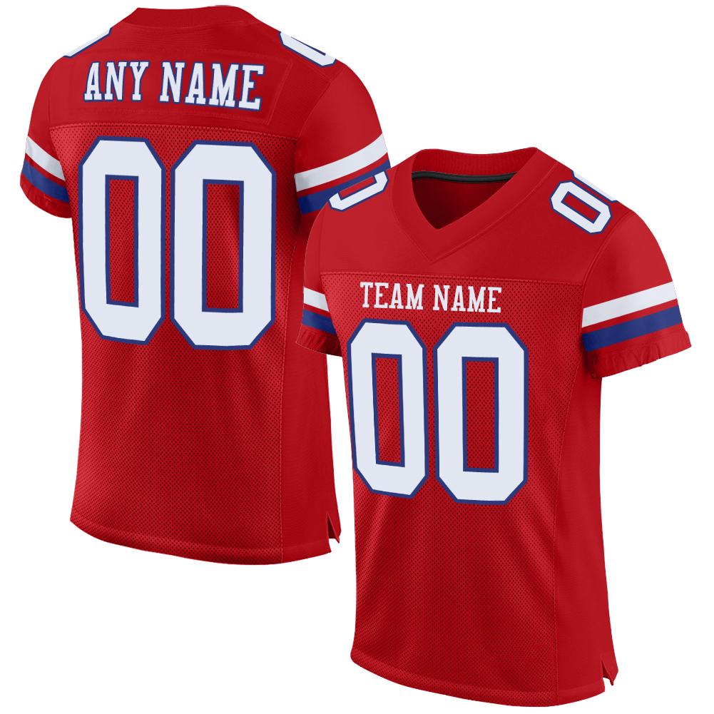 Custom Red White-Royal Classic Style Mesh Authentic Football Jersey