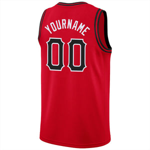 Custom Red Black White Classic Tops Athletic Casual Basketball Jersey