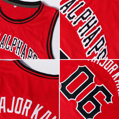 Custom Red Black White Classic Tops Athletic Casual Basketball Jersey