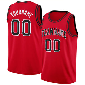 Custom Red Black White Classic Tops Athletic Casual Basketball Jersey