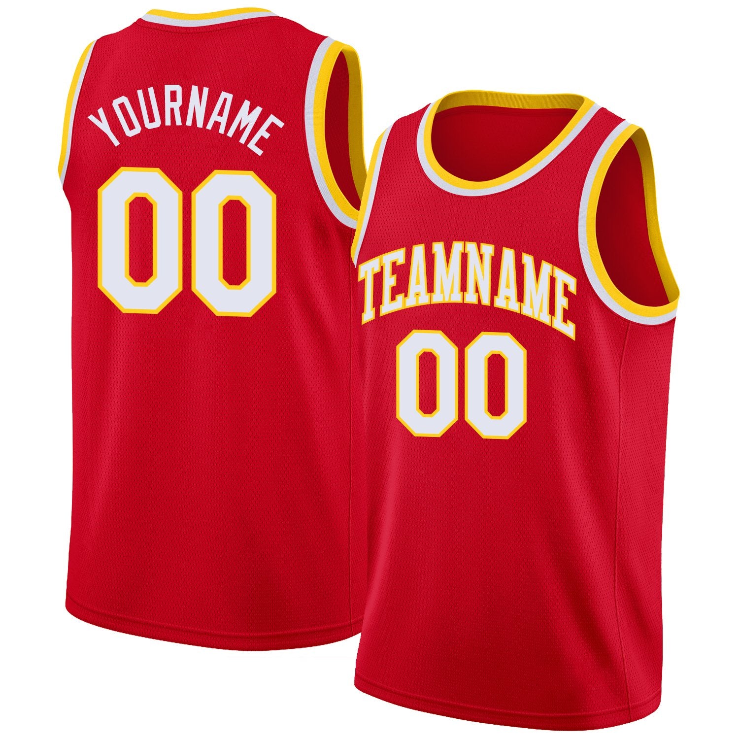 Maillot de basket-ball athlétique pour hommes/garçon, haut classique personnalisé rouge blanc-jaune