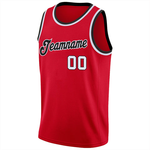 Custom Red White-Black Classic Tops Athletic Casual Basketball Jersey
