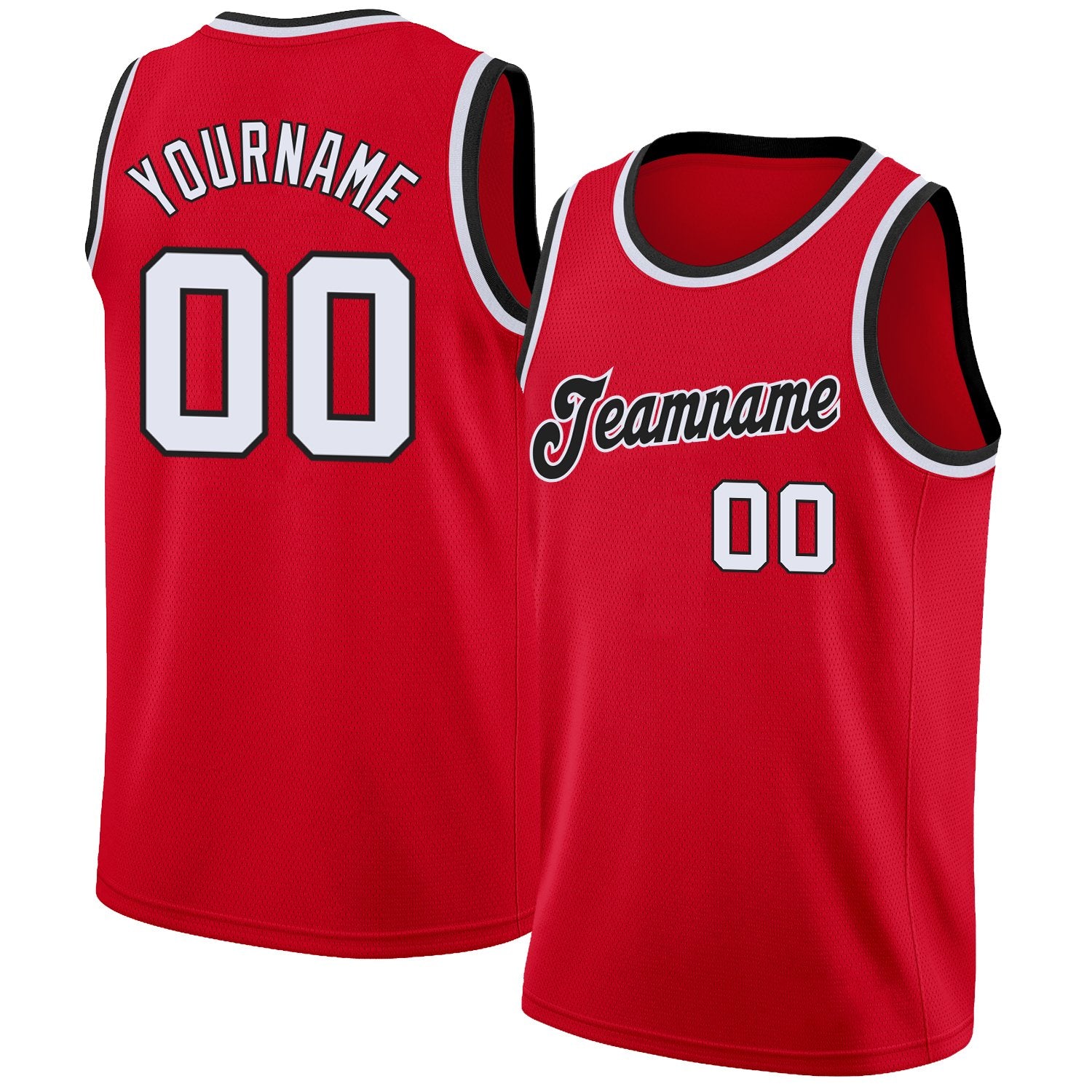 Maillot de basket-ball décontracté, personnalisé, rouge, blanc et noir, hauts classiques athlétiques