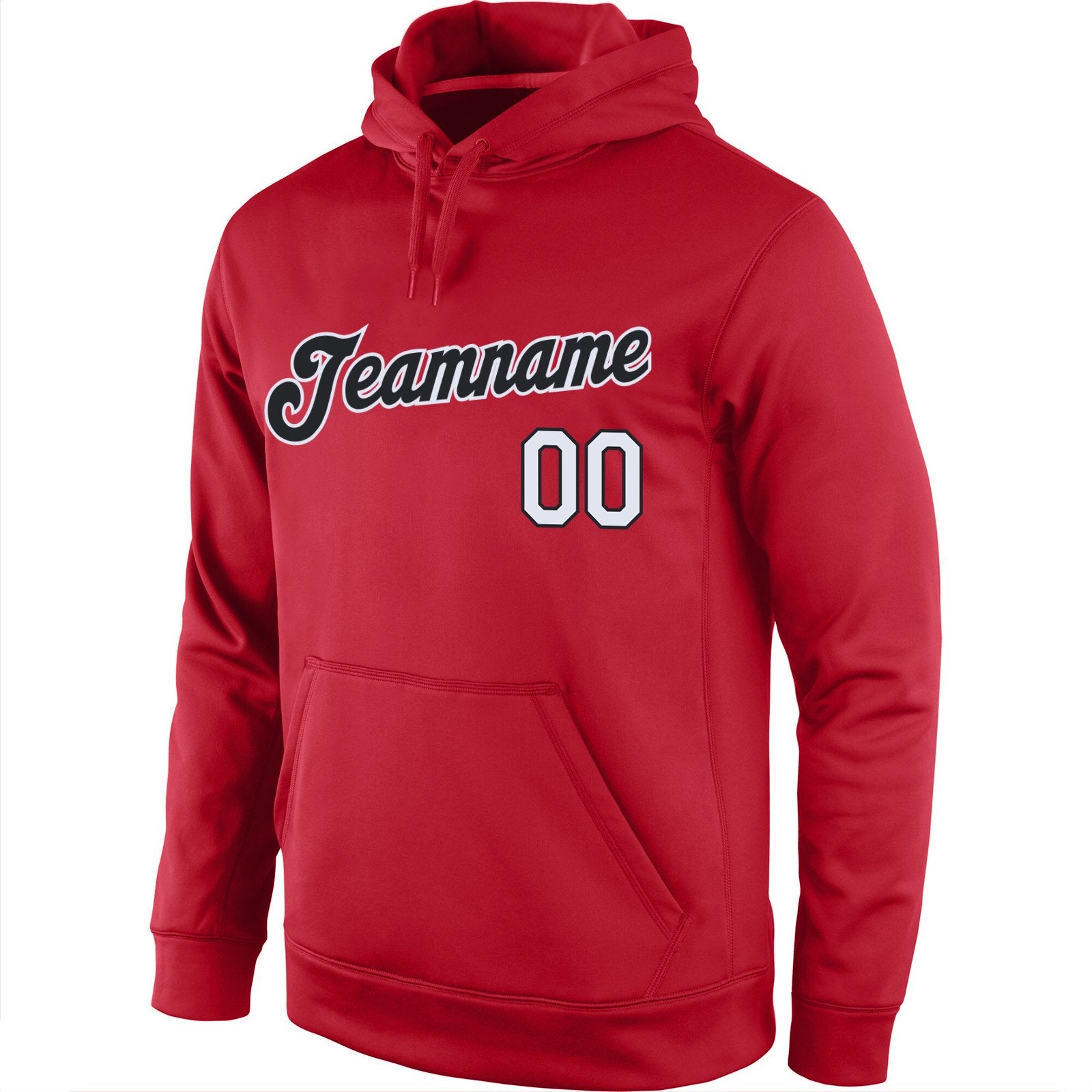 Custom Red Black-White Classic Style Uniform Pullover Fashion Hoodie