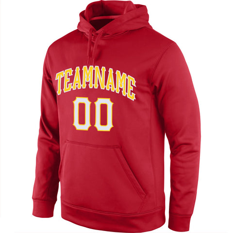 Custom Red White-Yellow Classic Style Uniform Pullover Fashion Hoodie
