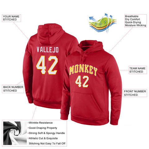 Custom Red White-Yellow Classic Style Uniform Pullover Fashion Hoodie