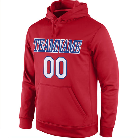 Custom Red White-Royal Classic Style Uniform Pullover Fashion Hoodie