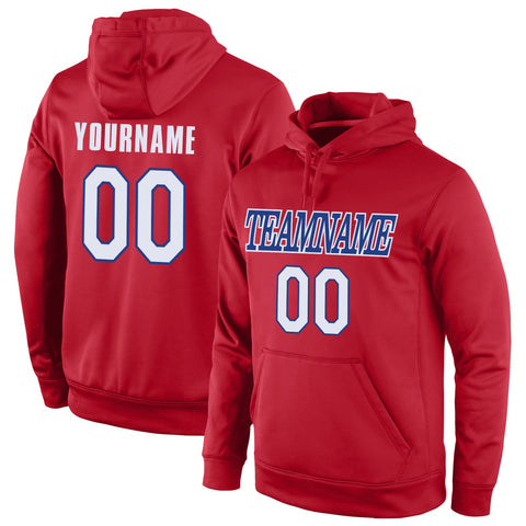 Custom Red White-Royal Classic Style Uniform Pullover Fashion Hoodie