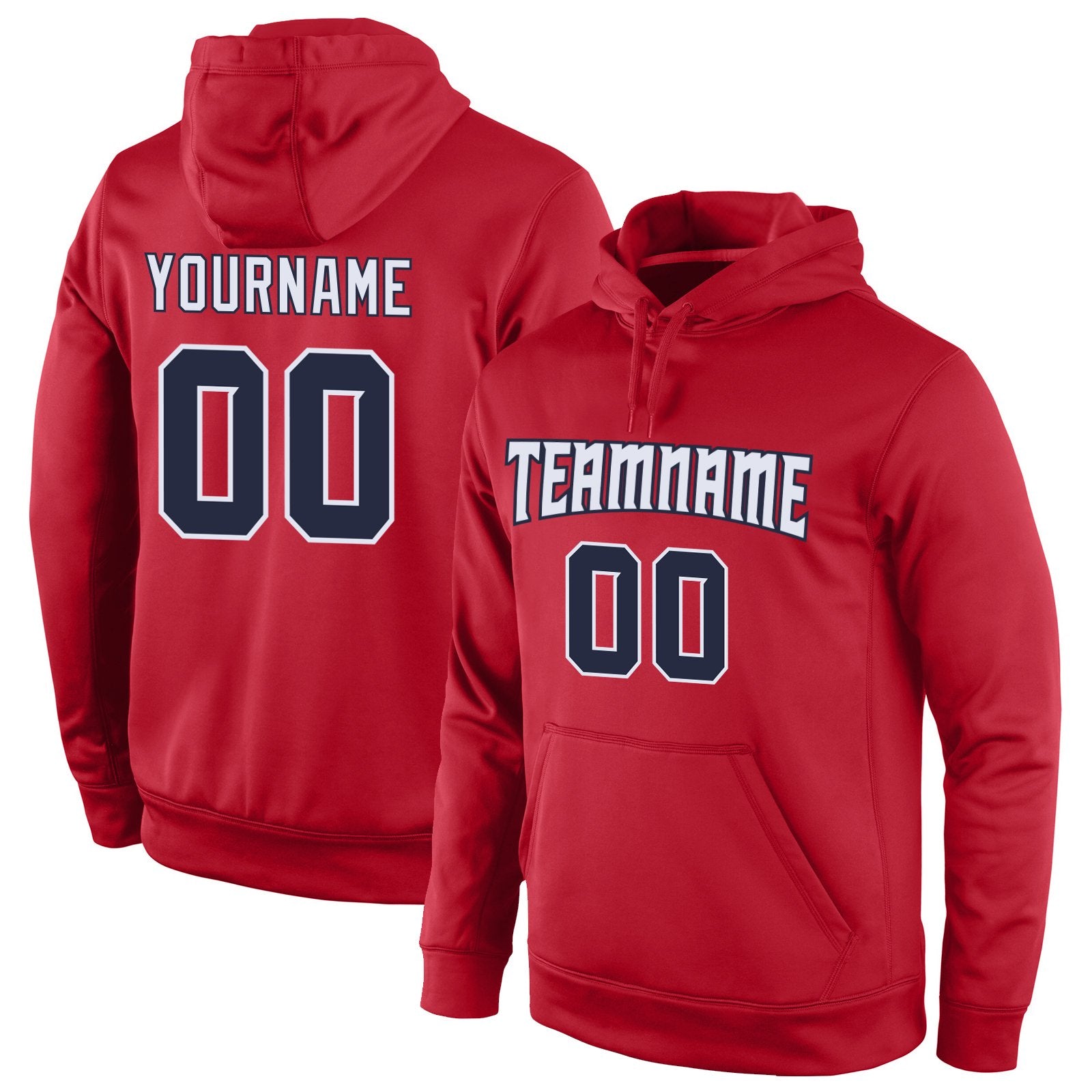 Custom Red Navy-White Classic Style Uniform Pullover Fashion Hoodie