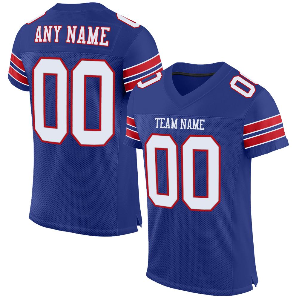 Custom Royal White-Red Classic Style Mesh Authentic Football Jersey