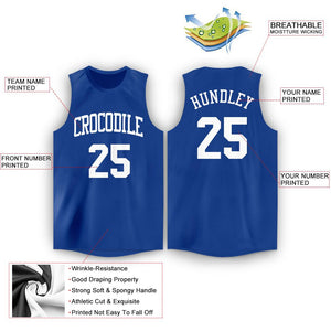 Custom Royal White Classic Tops Tank Top Basketball Jersey