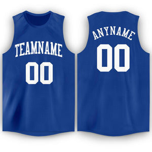 Custom Royal White Classic Tops Tank Top Basketball Jersey